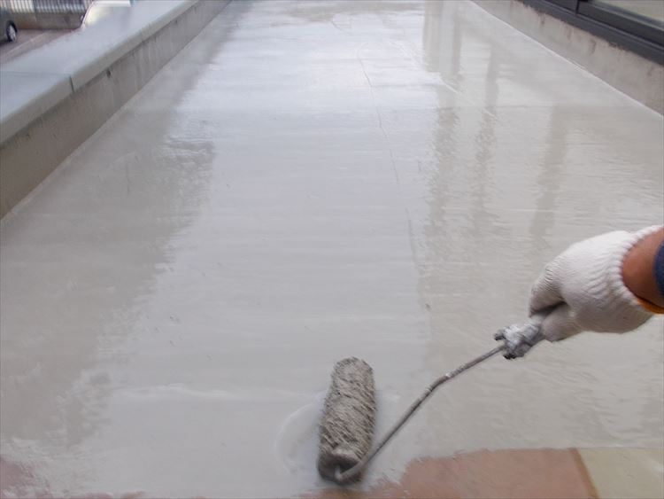 庇屋根防水工事 下地調整仮防水